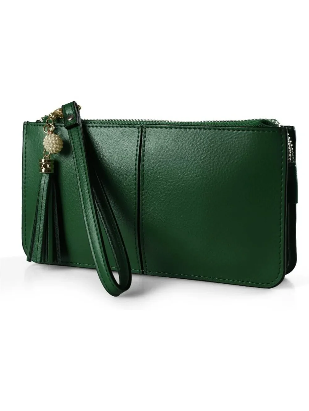 Women's Sacramento Green Leather Wristlet Clutch Wallet redit Card Holder Purse